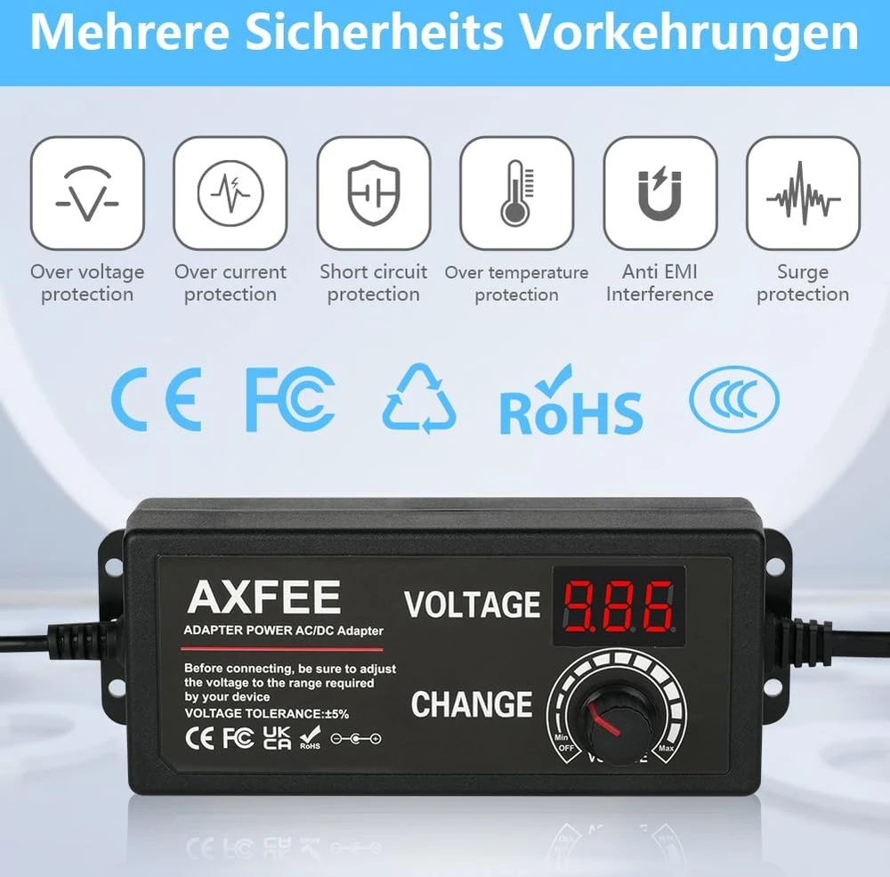 AXFEE universalus reguliuojamas maitinimo adapteris 3–24 V 3 A 72 W Q1-4039877
