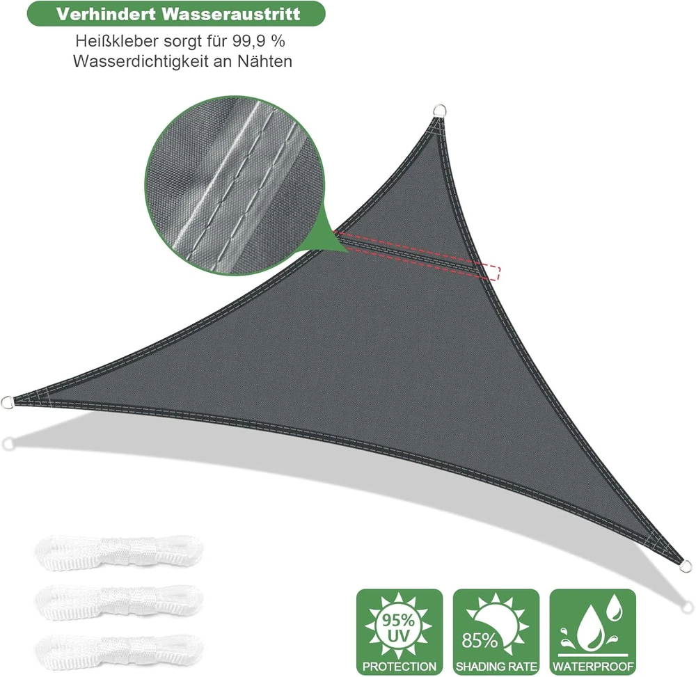 AXT SHADE trikampis saulės uždangalas 5x5x5 m, poliesteris, vandeniui atsparus, antracitas