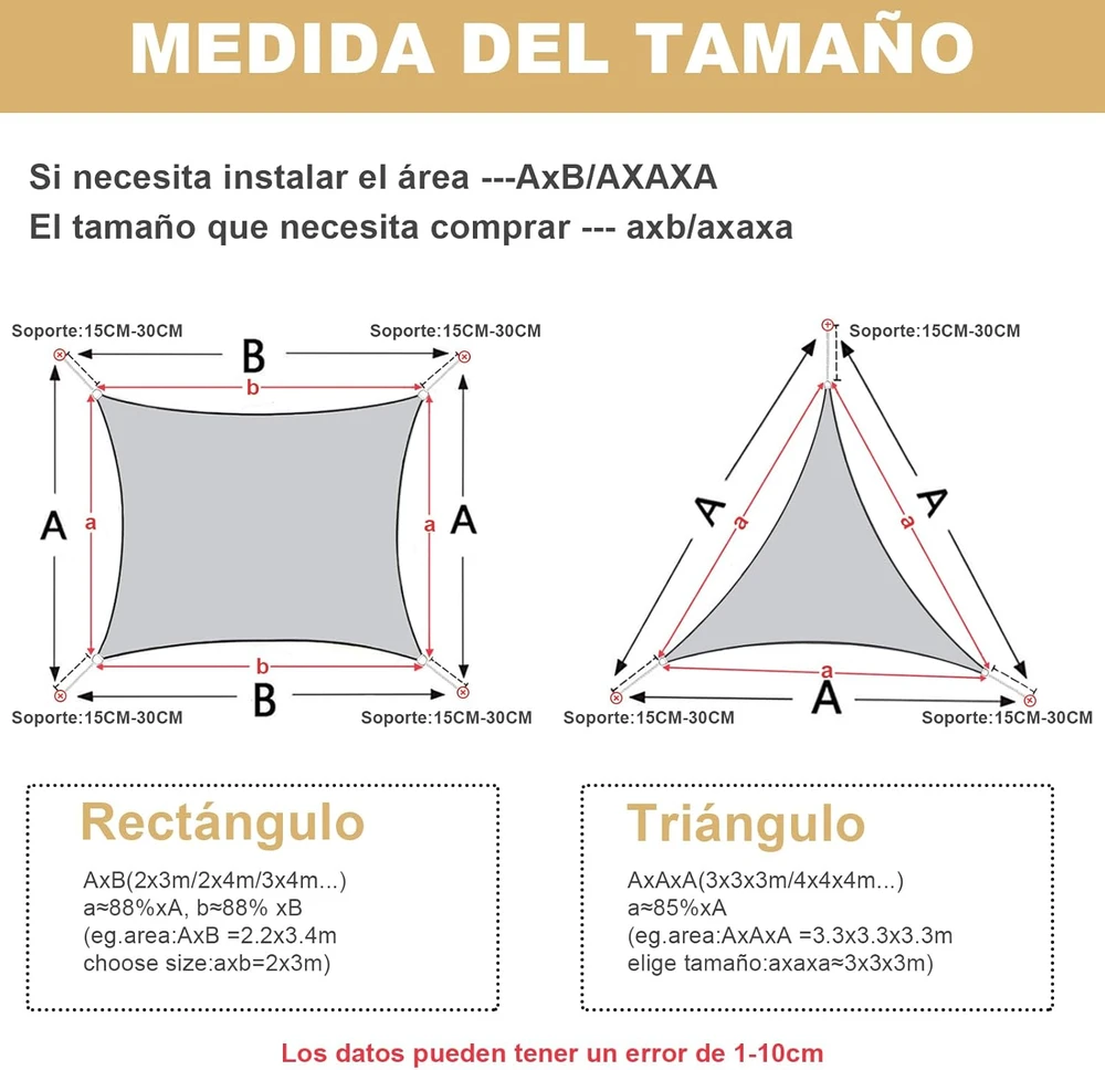 AXT SHADE trikampis saulės uždangas 5x5x5 m, poliesteris, vandeniui atsparus, smėlio spalvos
