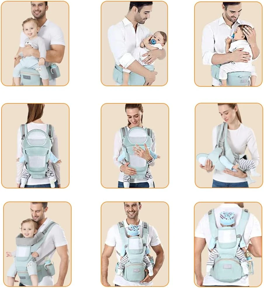 Azeekoom ergonominė kūdikio nešynė su klubine sėdyne, medvilninė, 0–48 mėn., AK001N