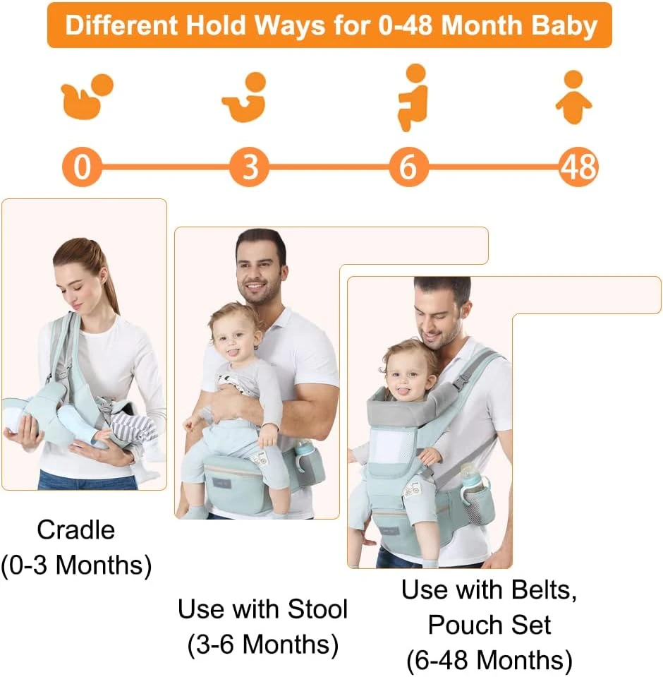 Azeekoom ergonominė kūdikio nešynė su klubine sėdyne, medvilninė, 0–48 mėn., AK001N