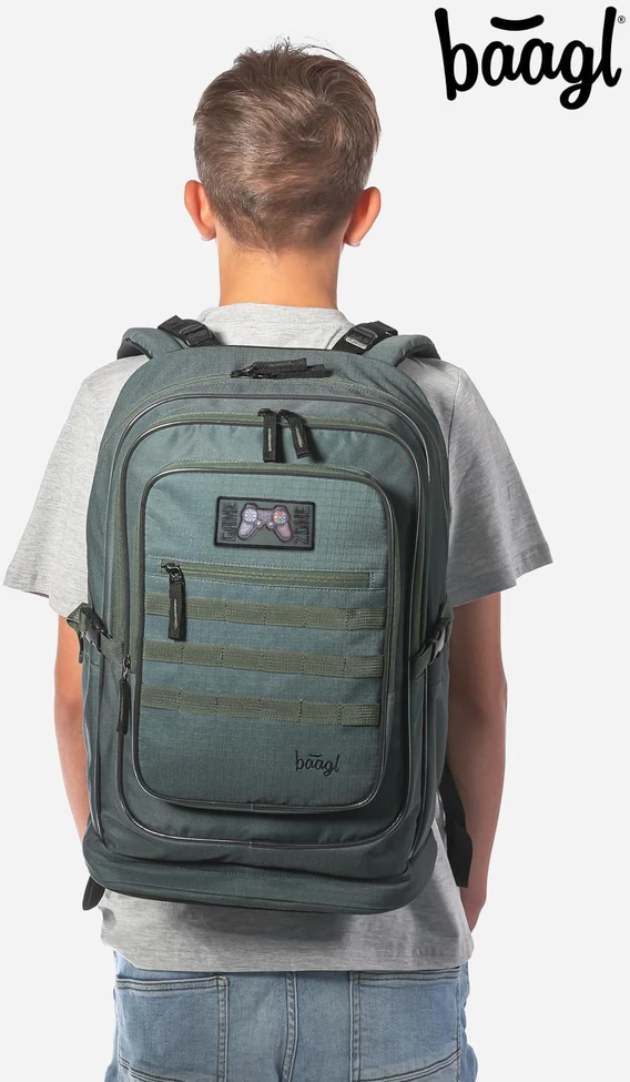 Baagl ergonominė mokyklinė kuprinė mergaitėms, trijų dalių rinkinys, 29 l, Grove dizainas