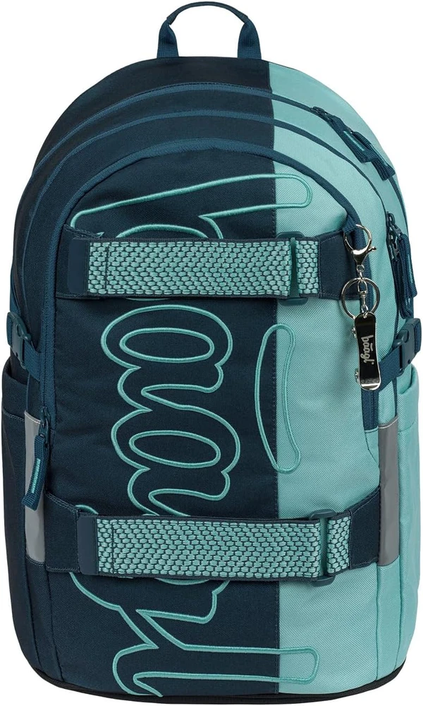 Baagl ergonominis 5 dalių mokyklinių kuprinių rinkinys su riedlentės laikikliu, 25 l, juodas, A-36468