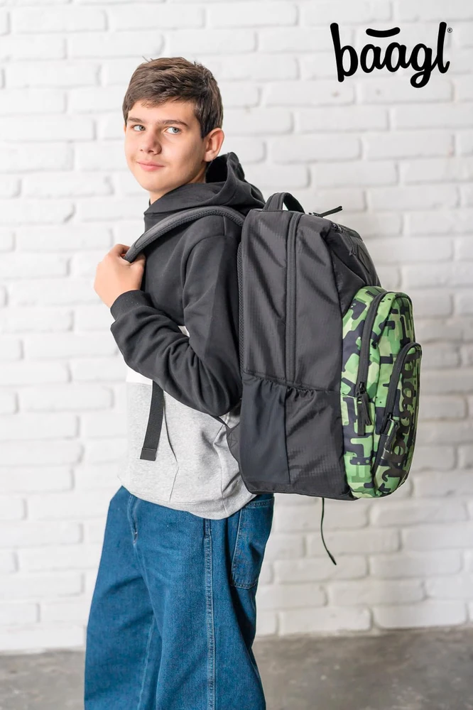 Baagl ergonomiškas mokyklinės kuprinės rinkinys Coolmate, 35 l, su termokišene, žalias, 3 dalių