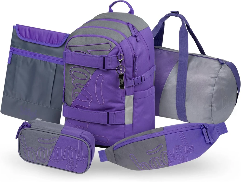 Baagl ergonomiškas mokyklinės kuprinės rinkinys su sportiniu krepšiu, 25 l, A-36459