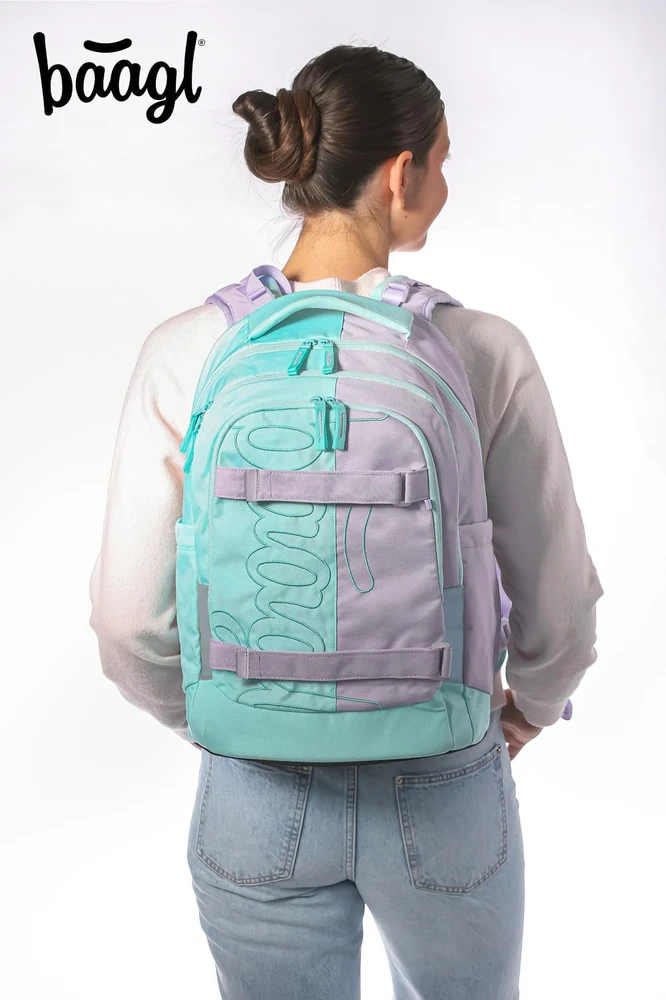 Baagl mokyklinė kuprinė 30 l su kompiuterio skyriumi ir riedlentės laikikliu, ergonomiška, M dydis