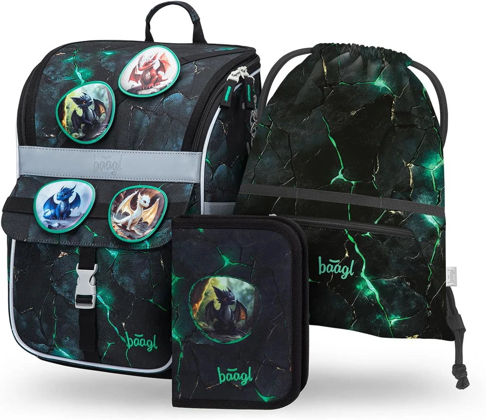 Baagl mokyklinė kuprinė rinkinyje, ergonomiškas, 18 l, poliesteris, Zippy Set 3