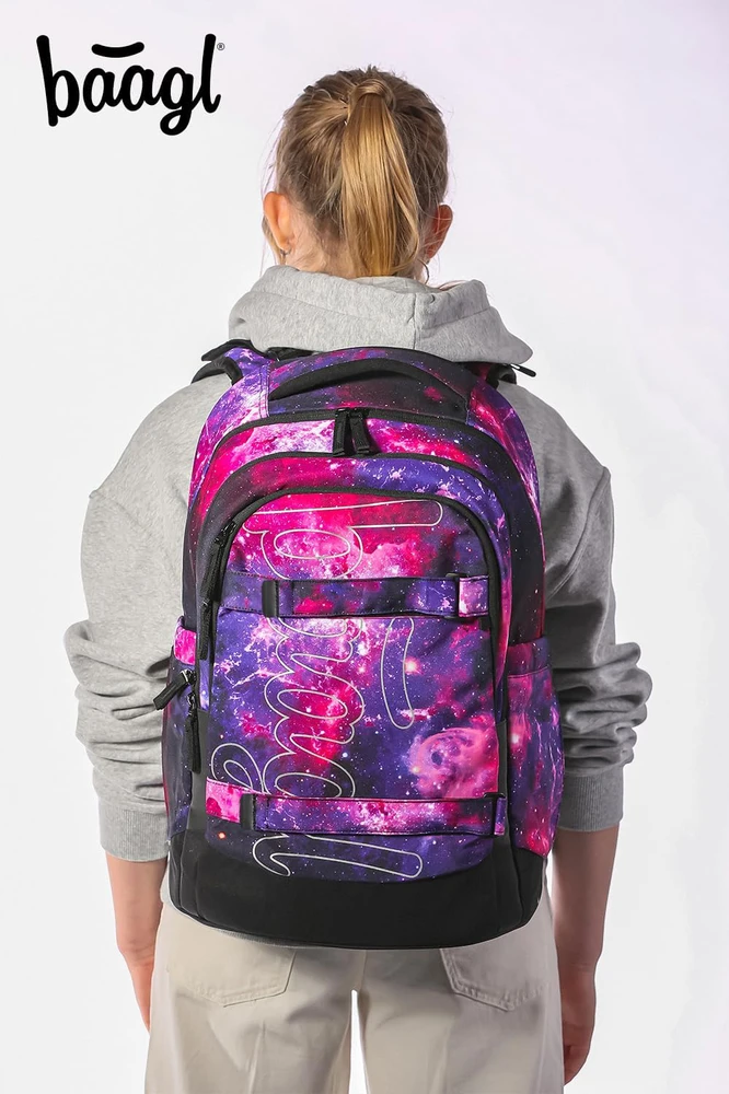 Baagl mokyklinė kuprinė vaikams ir paaugliams, 30 l, su skyriumi nešiojamam kompiuteriui, Skate Max Galaxy