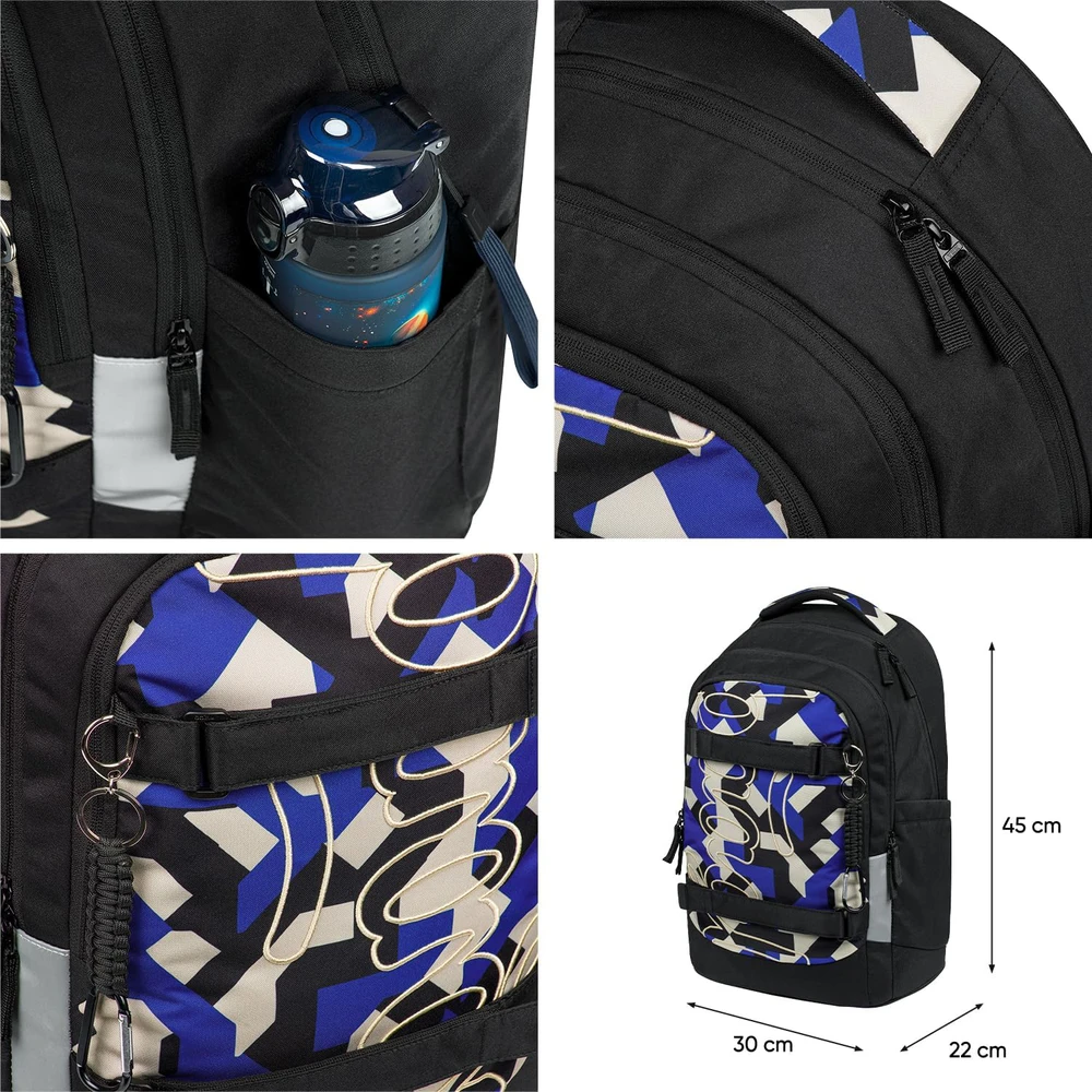 Baagl mokyklinė kuprinė vaikams ir paaugliams su kompiuterio skyriumi, 30 l, Skate Max