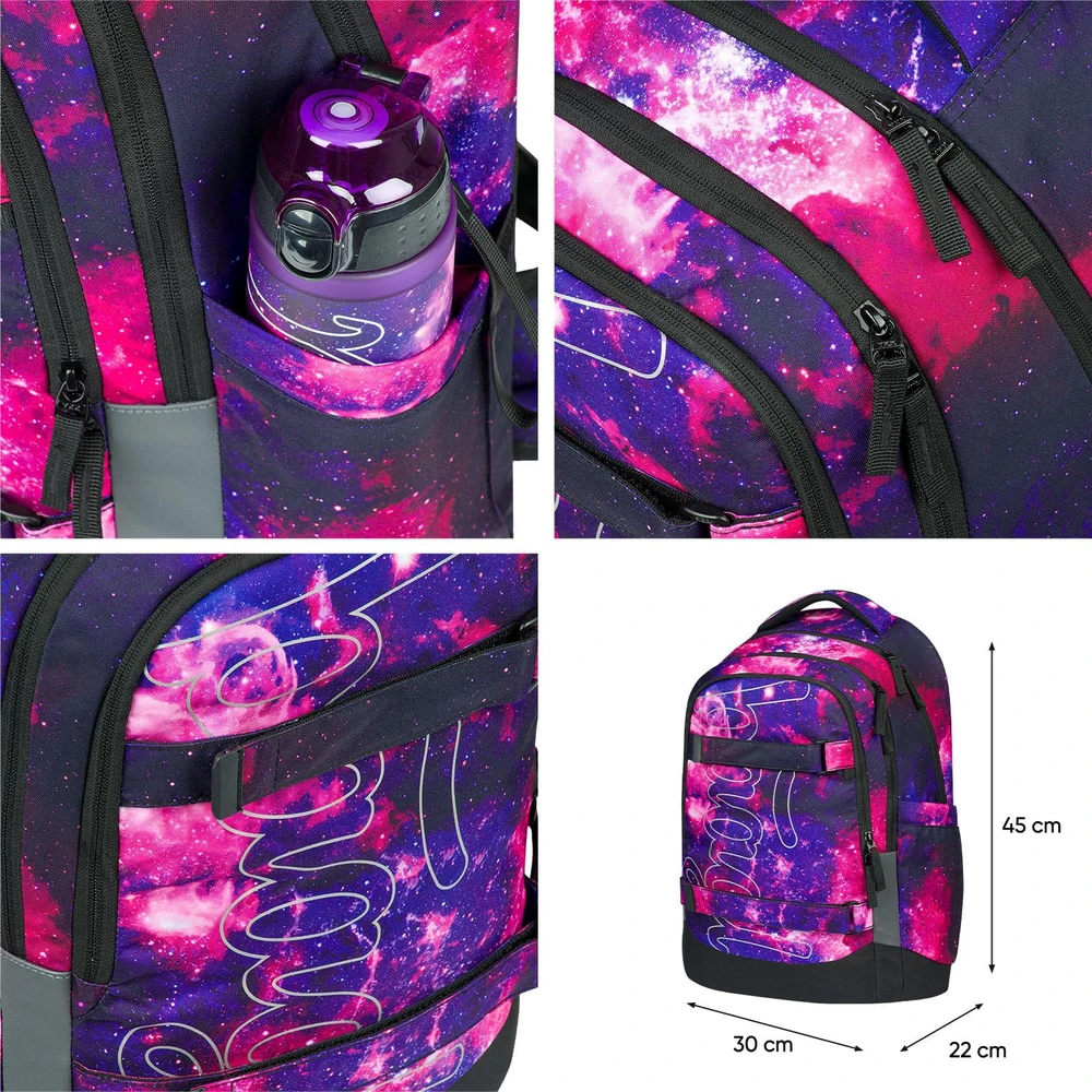 Baagl mokyklinė kuprinė vaikams ir paaugliams, 30 l, su skyriumi nešiojamam kompiuteriui, Skate Max Galaxy