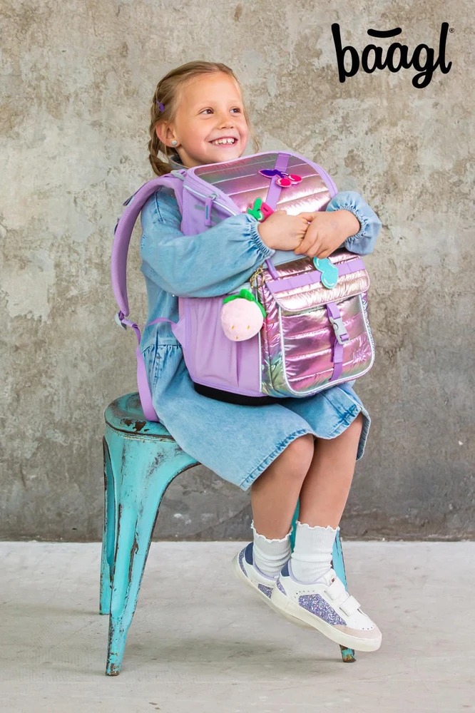Baagl mokyklinės kuprinės komplektas vaikams, ergonomiška, 18 l, lavandinės spalvos, Zippy Set 3