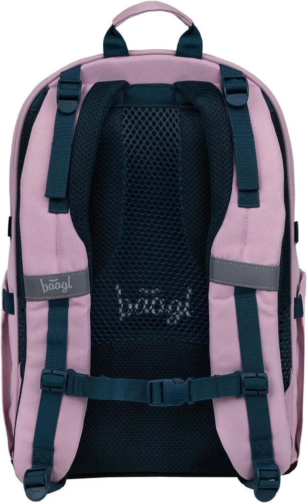 Baagl mokyklinės kuprinės rinkinys, 5 dalių, 25 l, rožinis, ergonomiškas, A-36471