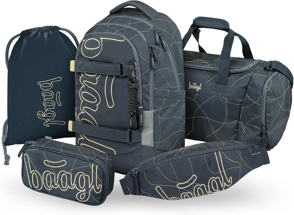 Baagl mokyklinės kuprinės rinkinys Skate Max, ergonomiška 30 l, 5 dalių, Fala