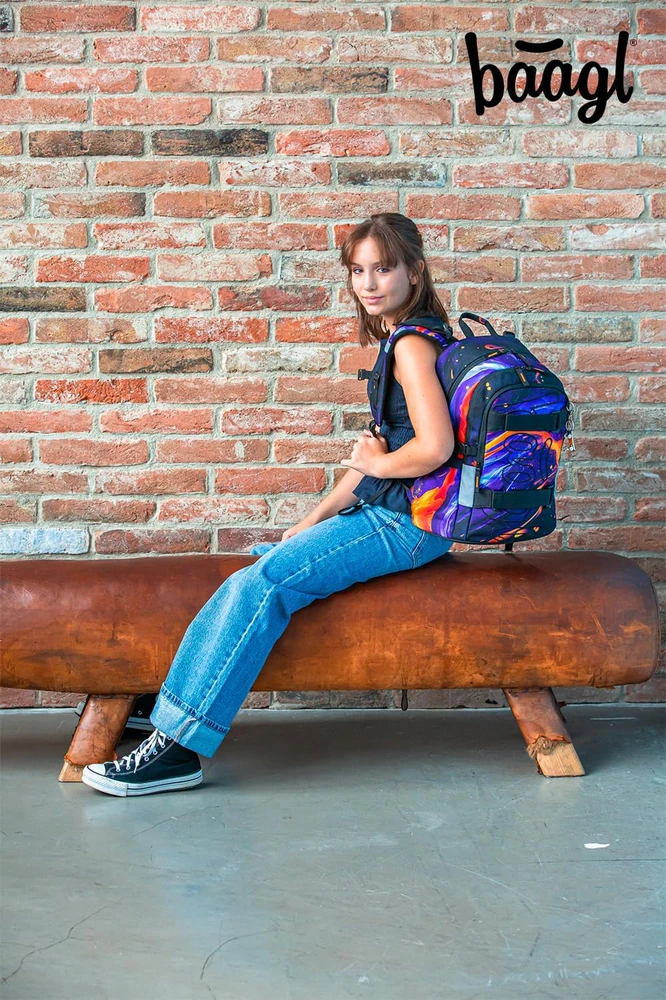 Baagl mokyklinės kuprinės rinkinys vaikams, 5 dalių, 25 l, ergonomiškas, Vibe, A-36474