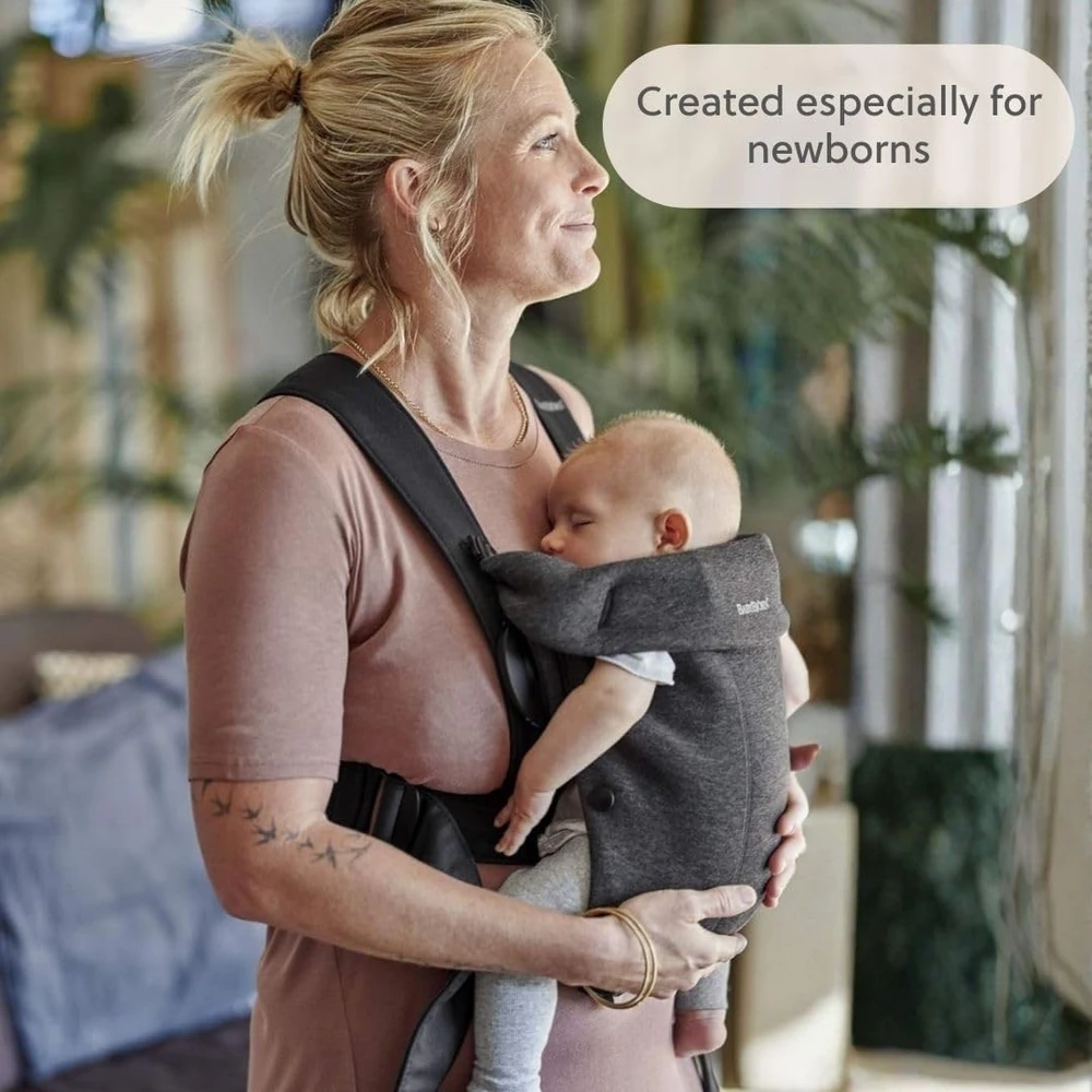 BabyBjörn kūdikio nešioklė Mini 3D megzta, grafito pilka, 3,2–11 kg, 021076