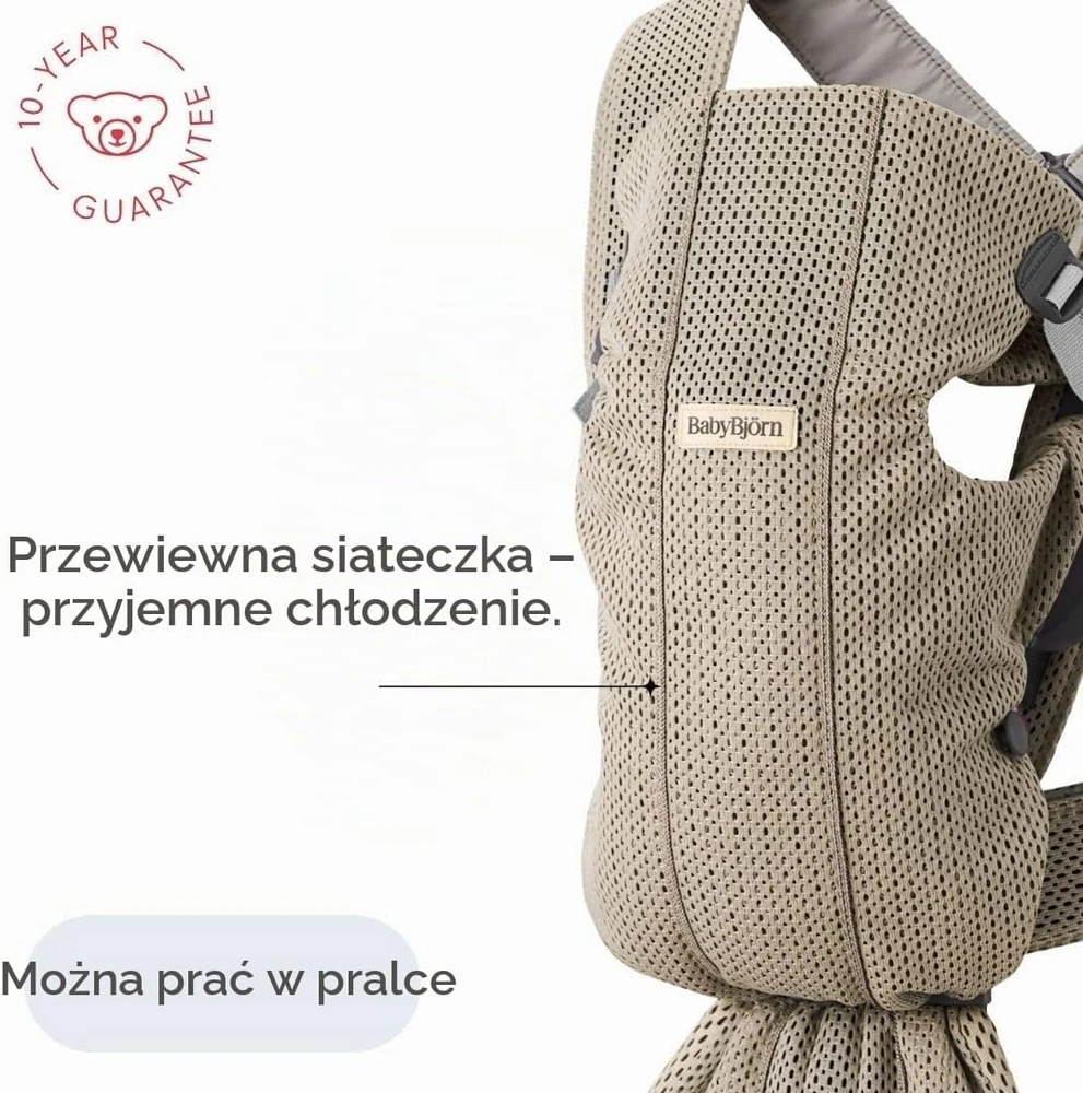 BABYBJORN nešioklė Mini Greige 3D Mesh