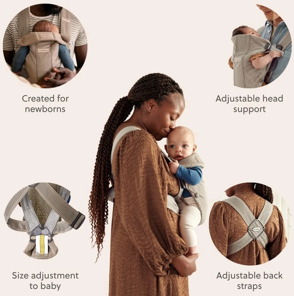 BABYBJORN nešioklė Mini Greige 3D Mesh
