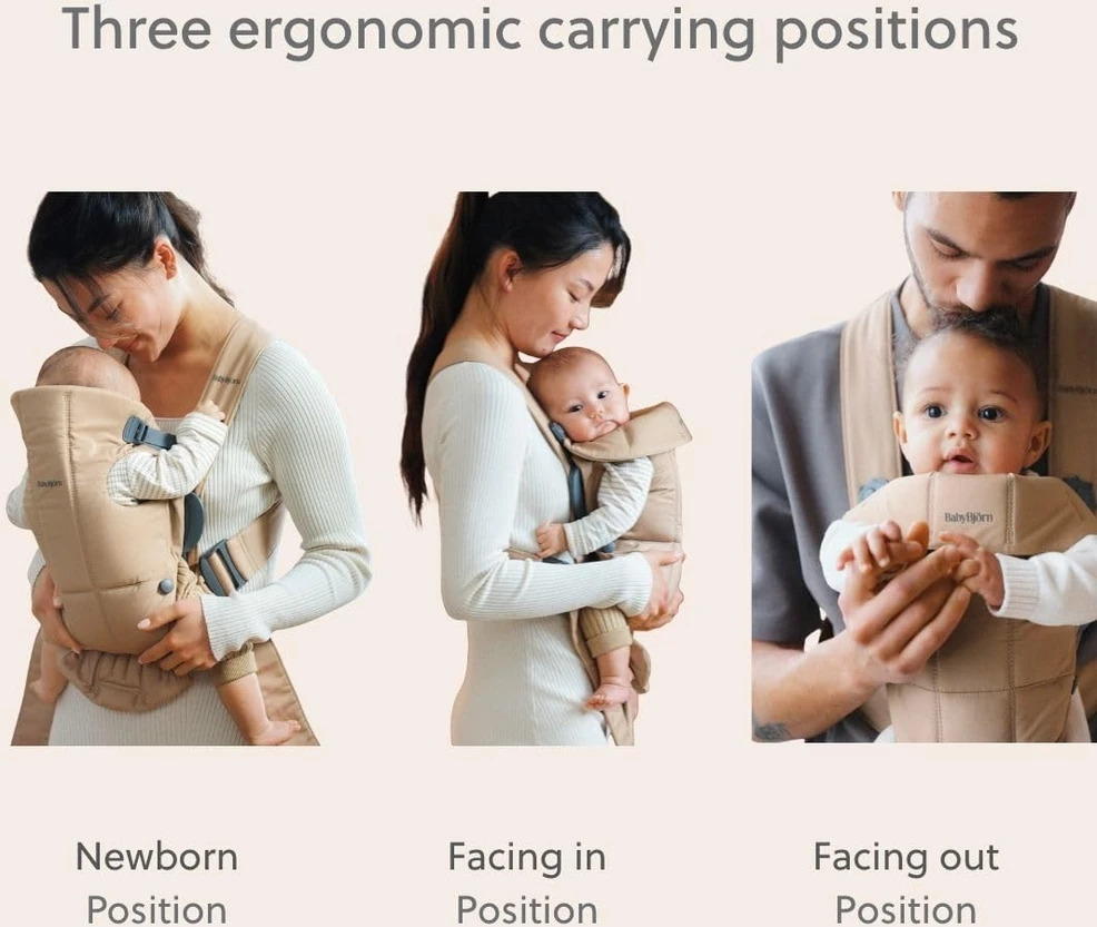 BabyBjörn Mini kūdikio nešioklė naujagimiams 3,2–11 kg, smėlinė, modelis 21026