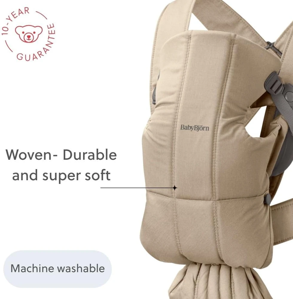 BabyBjörn Mini kūdikio nešioklė naujagimiams 3,2–11 kg, smėlinė, modelis 21026