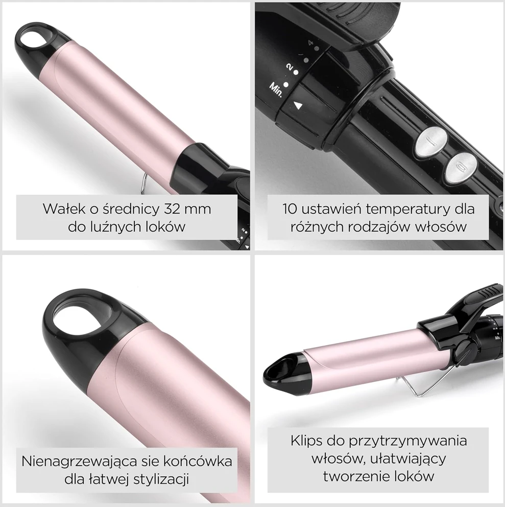 BABYLISS Hair Suktukas C332E Barrel diameter 32 mm, Temperature (min) 150 °C, Temperature (max) 180 °C, Number of heating levels 10, Ekranas No, 95 W, Juodas