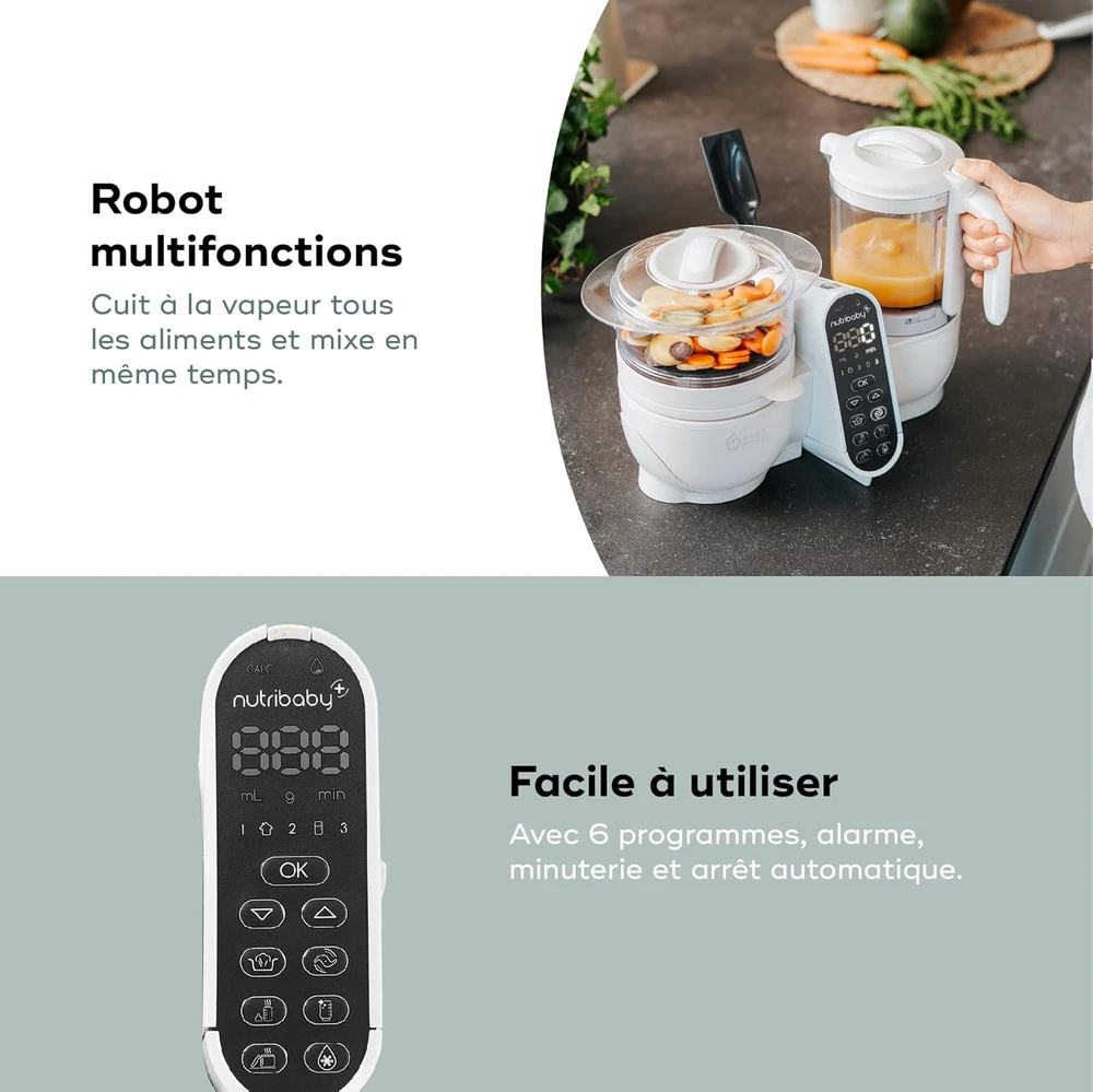 Daugiafunkcis virtuvės kombainas Babymoov Nutribaby(+) 6-in-1 (smėlio spalvos)