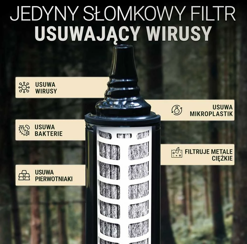 BACHGOLD geriamojo vandens filtravimo šiaudelis – 500 l, ultralengvas, 70 cm žarna, ABS korpusas, 100114