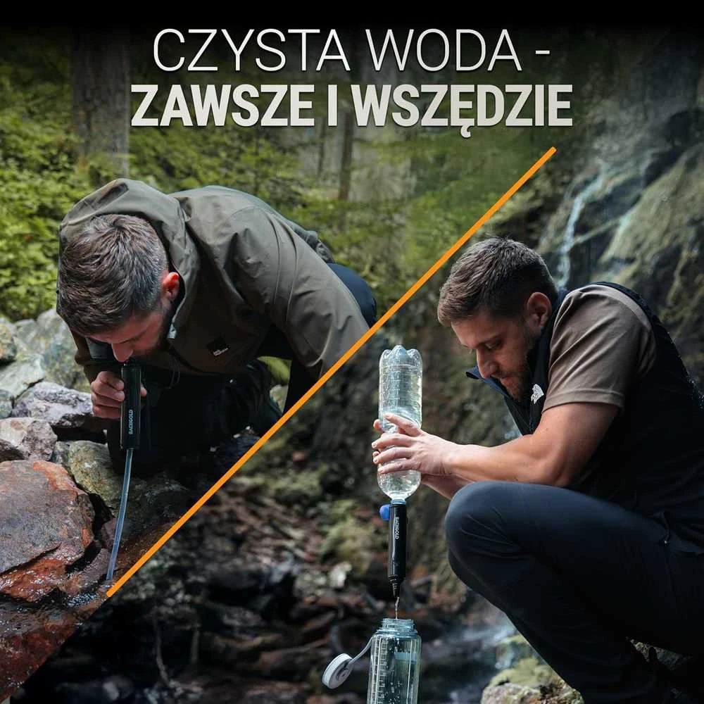 BACHGOLD geriamojo vandens filtravimo šiaudelis – 500 l, ultralengvas, 70 cm žarna, ABS korpusas, 100114