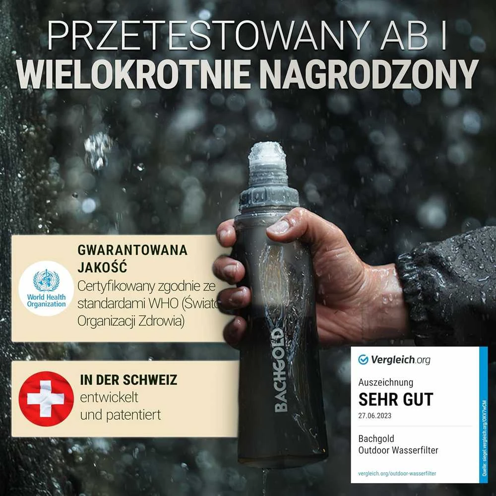 Bachgold vandens filtro kasetė Squeeze buteliui, atvirkštinio osmoso technologija, 500 L