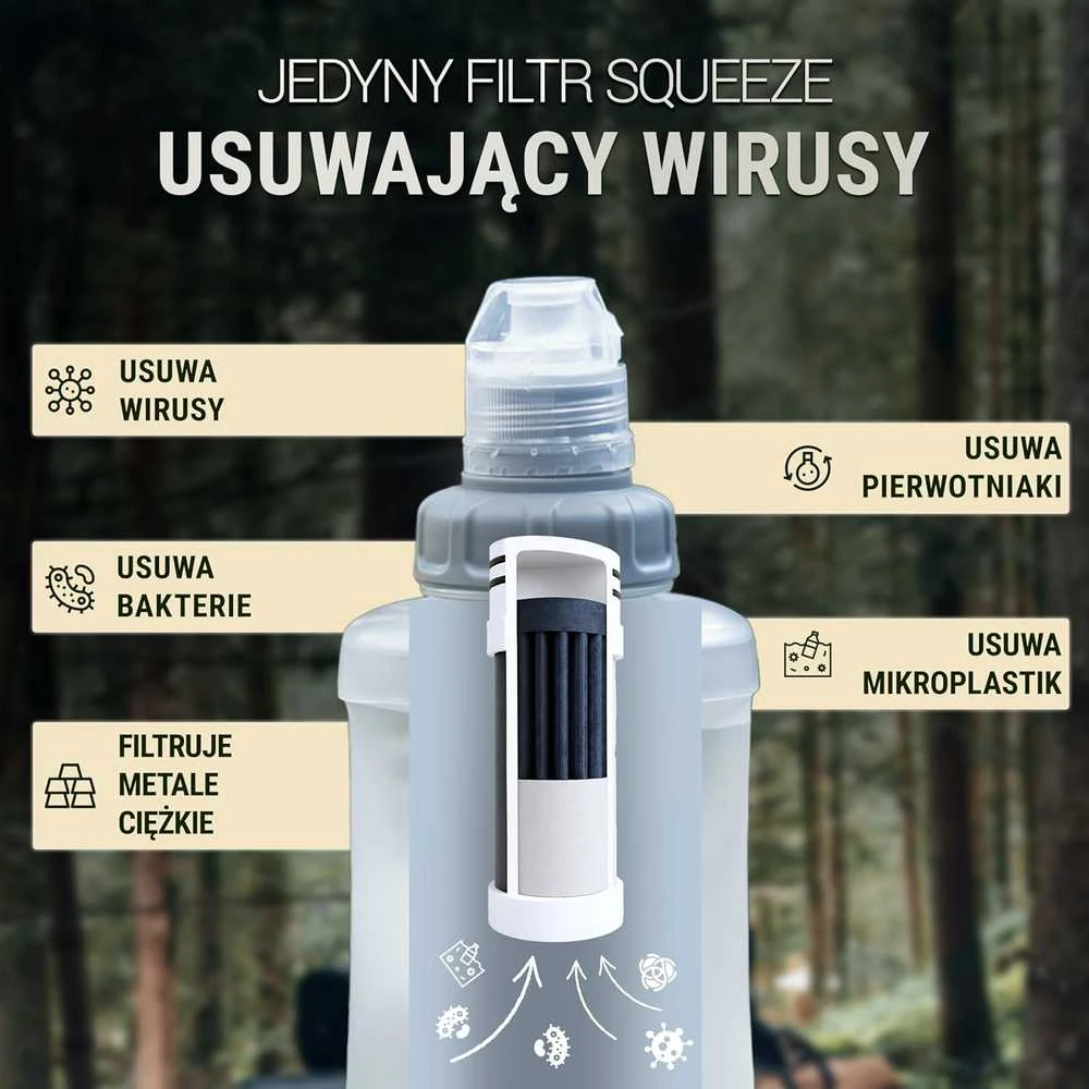BACHGOLD vandens filtruojanti spaudžiama gertuvė, 500 ml, ultrafiltravimas, lengva, 100108