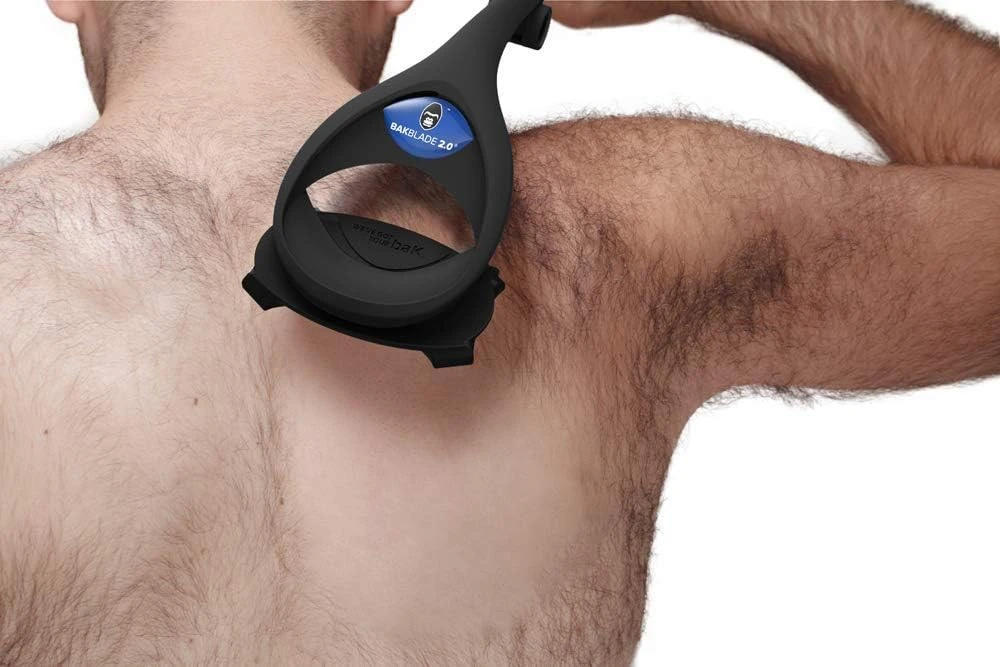 BakBlade vyriška kūno ir nugaros skustuvė, ergonomiška, keičiamų peiliukų, 2.0 Plus