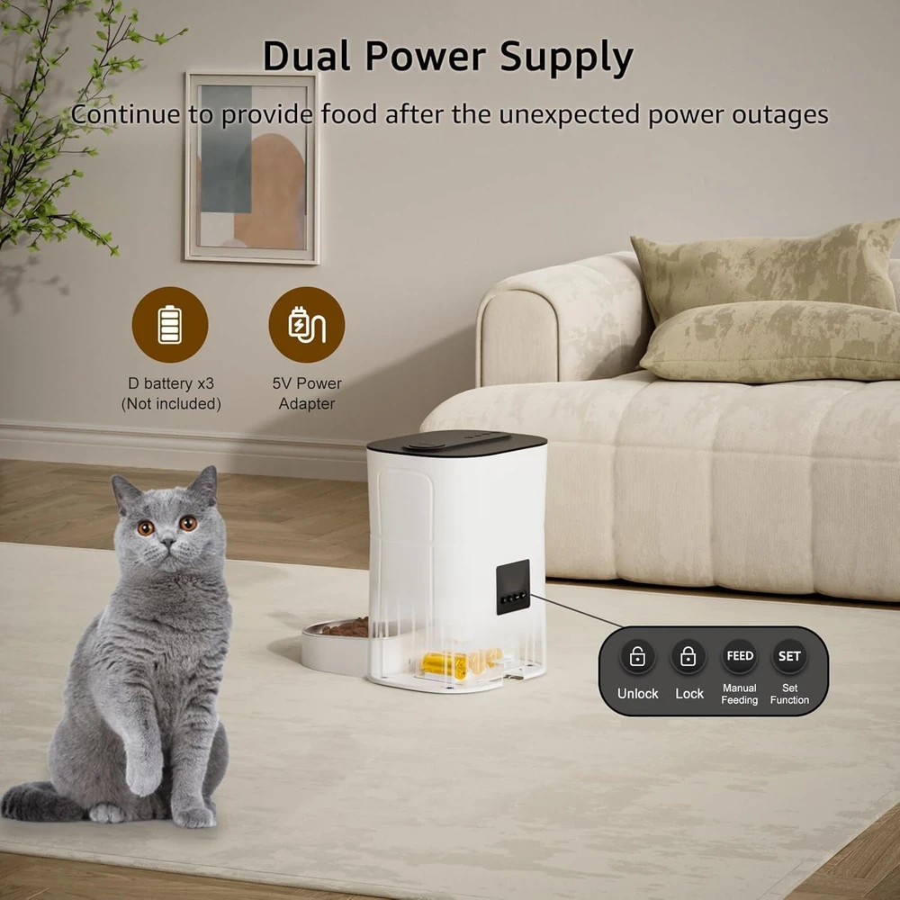Balimo automatinis lesintuvas katėms, 3 l talpa, valdymas per Wi-Fi programėlę, baltas