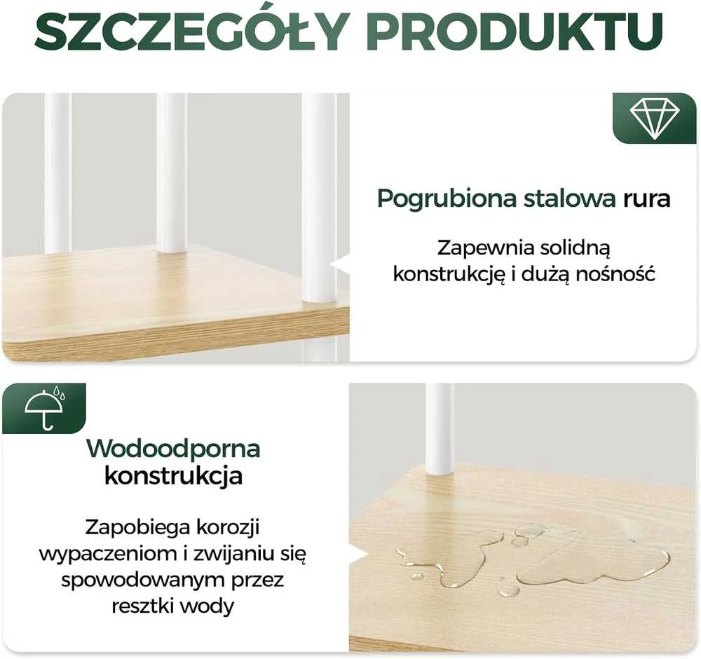 Bamworld augalų stovas, 6 lygių, vidaus ir lauko, metalinis ir medinis, balta spalva