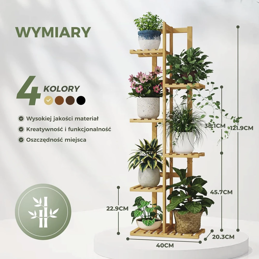Bamworld bambukinė augalų stovykla, 6 lygių kampinis augalų stendas vidaus ir lauko naudojimui Zu04-6T