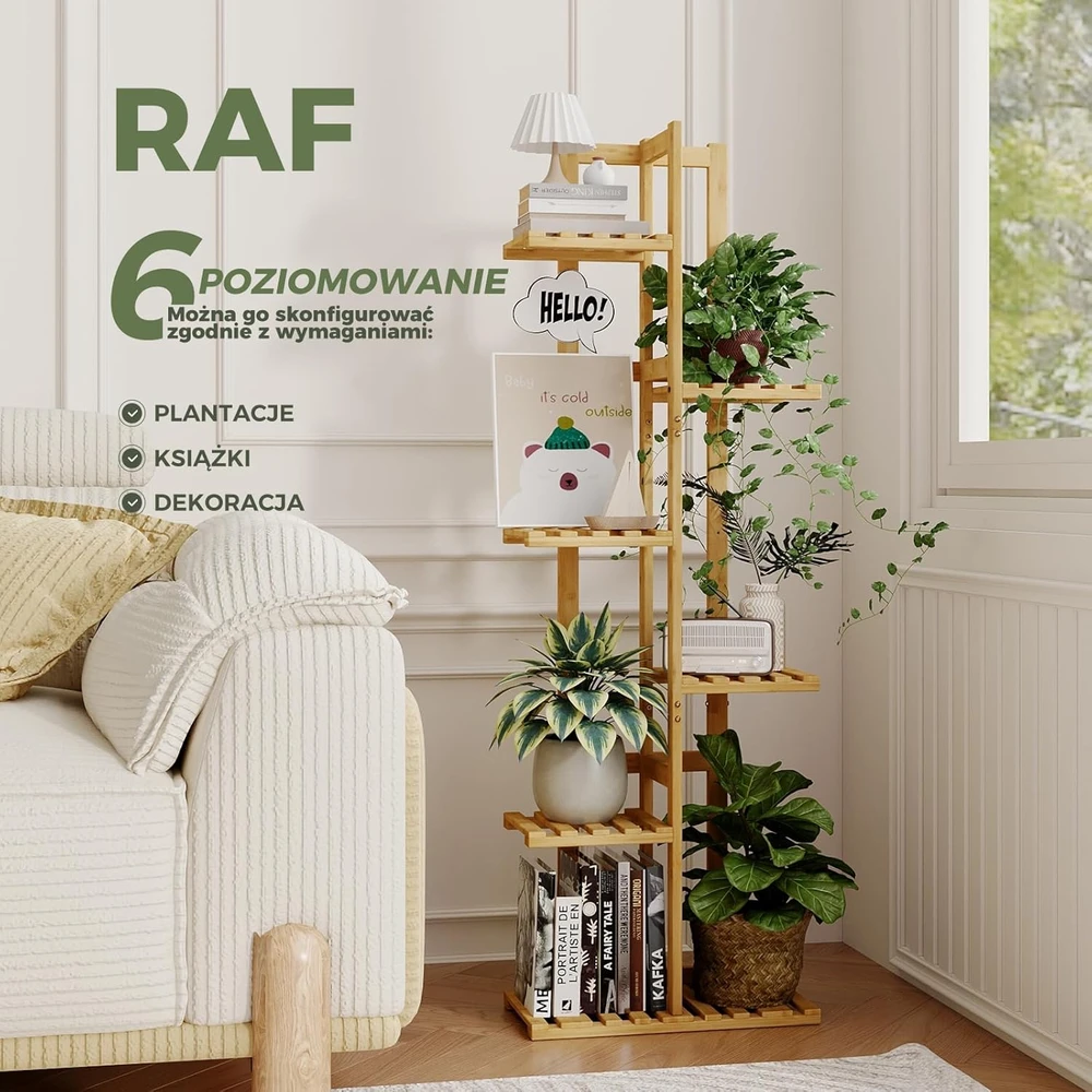 Bamworld bambukinė augalų stovykla, 6 lygių kampinis augalų stendas vidaus ir lauko naudojimui Zu04-6T