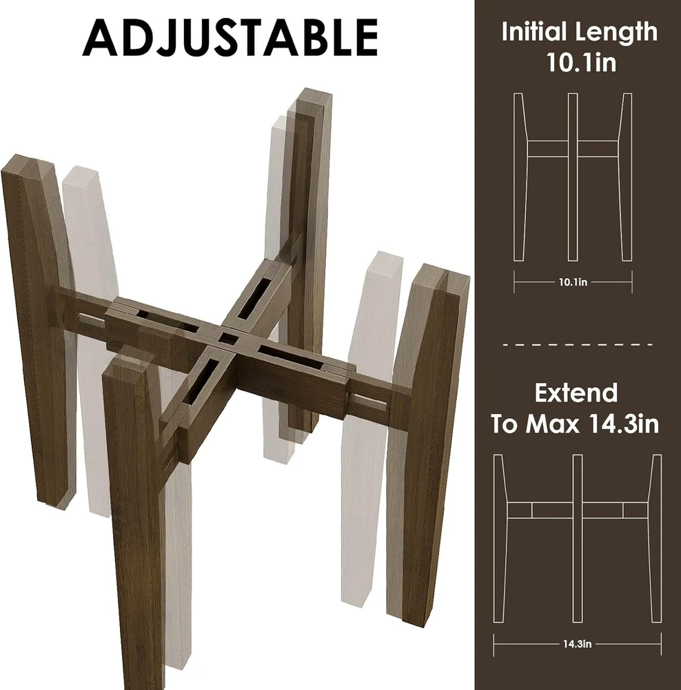 Bamworld bambukinis reguliuojamas augalų stovas, tinkamas vazonams nuo 18 iki 30 cm, 05-B
