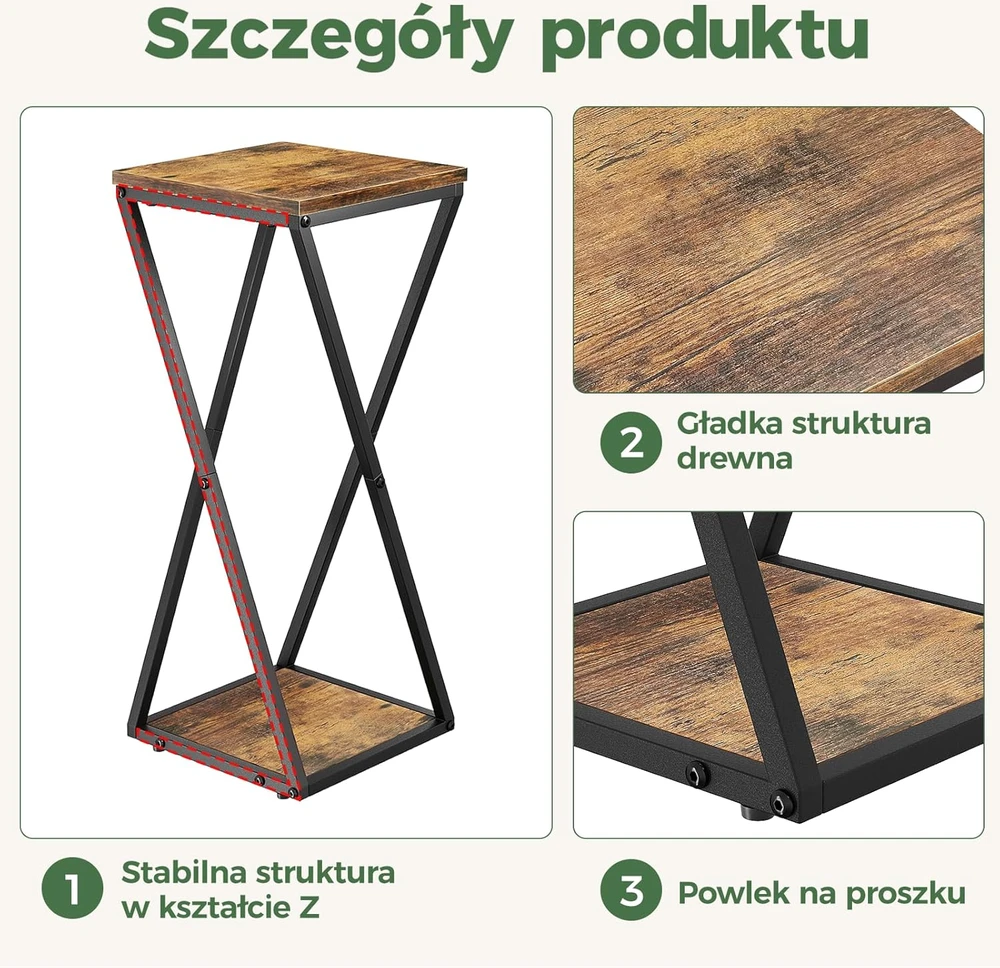 Bamworld dviejų lygių metalinis kampinis augalų stovas su MDF lentynomis, juodas, TM02-5T-BR
