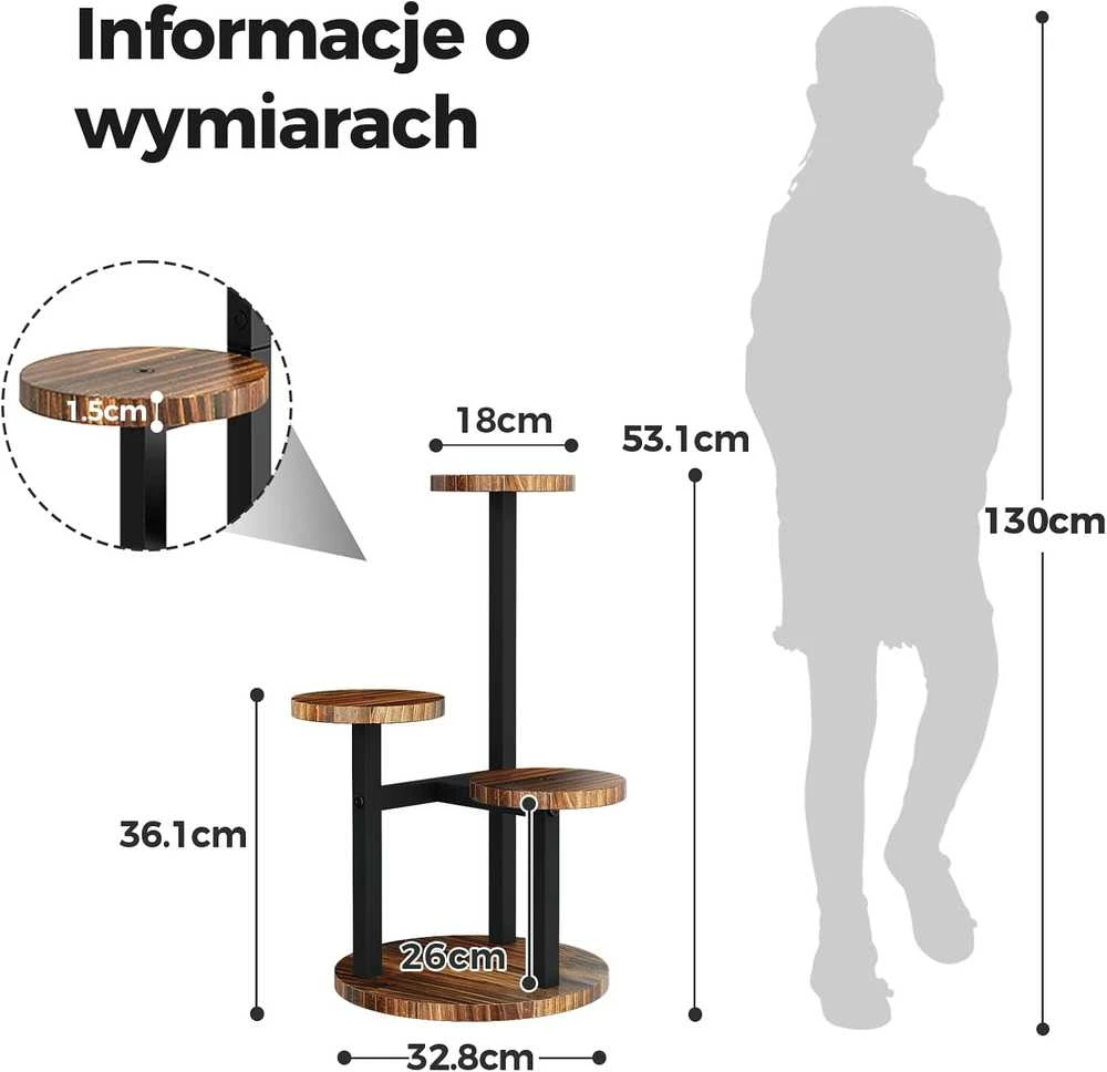 Bamworld trijų lygių kampinis metalinis ir medinis augalų stovas vidaus naudojimui, juodas