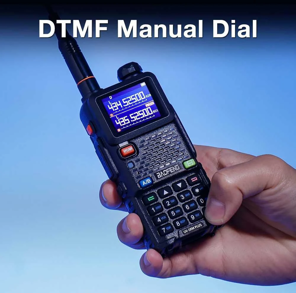 BAOFENG dviejų dažnių PMR radijo stotelės UV-5RM Plus, 10 W, 2500 mAh, juodos, 2 vnt.