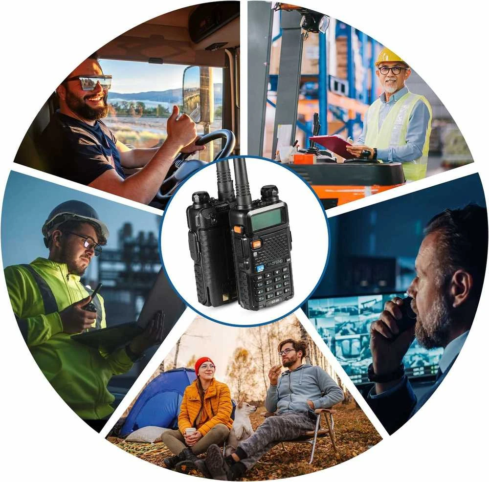 Baofeng dviejų juostų racija su 128 kanalais, 1800 mAh akumuliatoriumi, UHF/VHF 144–146/430–440 MHz, GT-5R