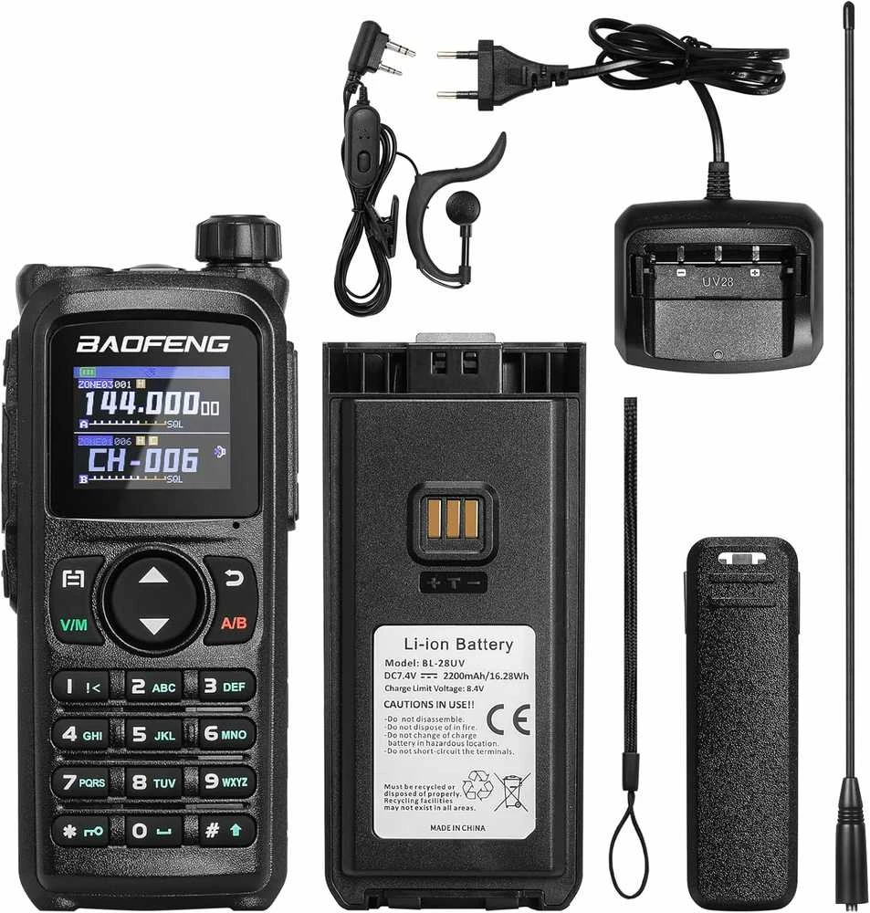 BAOFENG dvipusė radijo stotelė UV-28 PLUS, 10 W, UHF/VHF, 1000 kanalų, GPS, Bluetooth