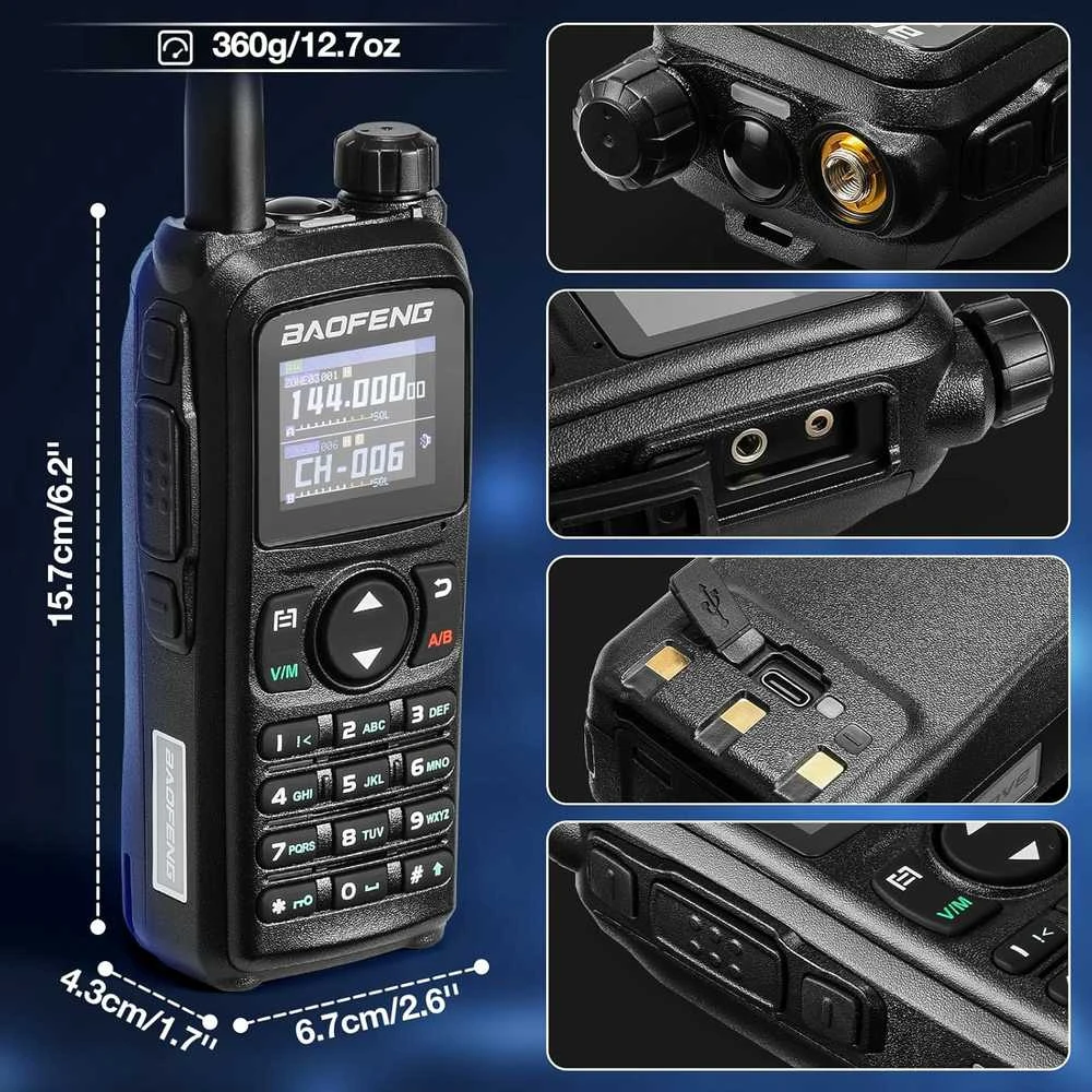 BAOFENG dvipusė radijo stotelė UV-28 PLUS, 10 W, UHF/VHF, 1000 kanalų, GPS, Bluetooth
