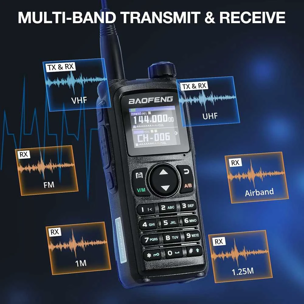 BAOFENG dvipusė radijo stotelė UV-28 PLUS, 10 W, UHF/VHF, 1000 kanalų, GPS, Bluetooth