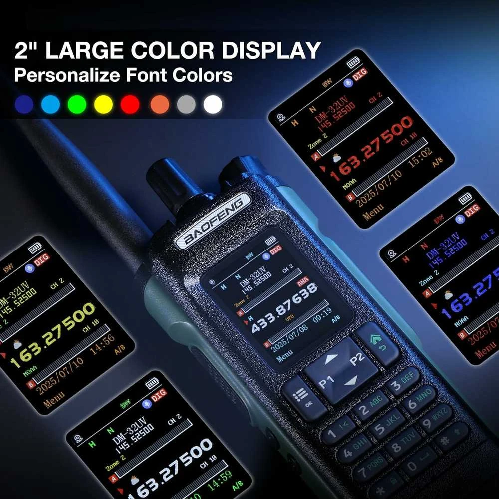 Baofeng nešiojama DMR radijo stotelė 10 W, UHF/VHF/AM/FM, GPS, 4000 kanalų, DM-32UV