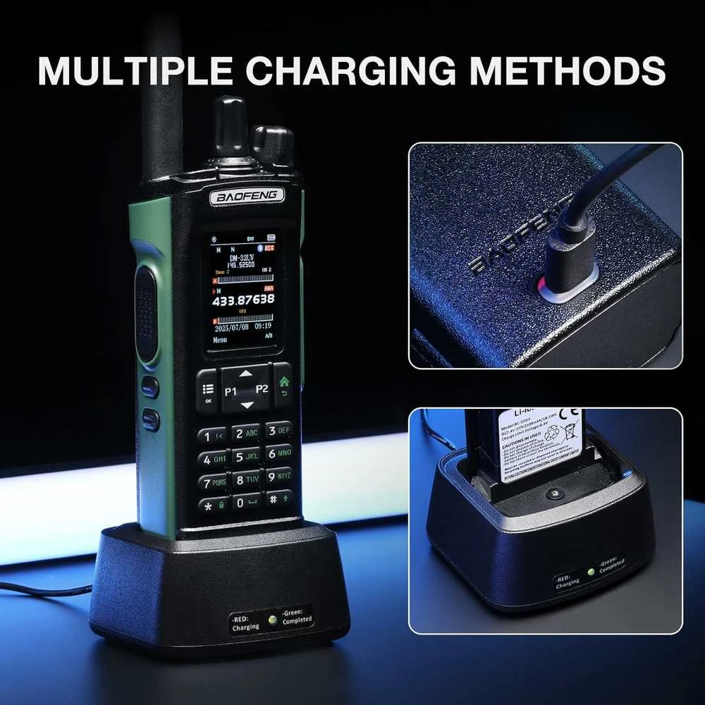 Baofeng nešiojama DMR radijo stotelė 10 W, UHF/VHF/AM/FM, GPS, 4000 kanalų, DM-32UV