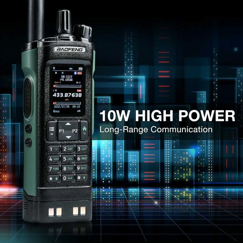 Baofeng nešiojama DMR radijo stotelė 10 W, UHF/VHF/AM/FM, GPS, 4000 kanalų, DM-32UV