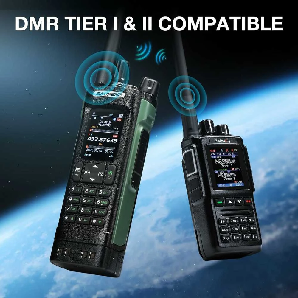 Baofeng nešiojama DMR radijo stotelė 10 W, UHF/VHF/AM/FM, GPS, 4000 kanalų, DM-32UV