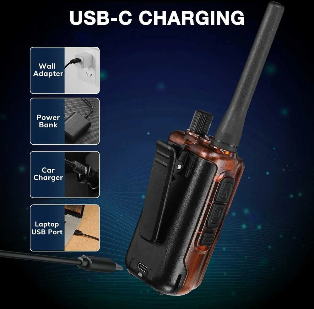 BAOFENG nešiojama dviejų juostų radijo stotelė GT-5R Mini, 5 W, UHF/VHF, USB-C įkrovimas, 999 kanalai