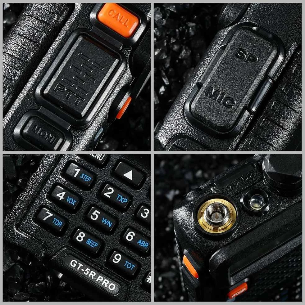 BAOFENG nešiojama racija GT-5R Pro, UHF VHF 128 kanalų, 1800 mAh akumuliatorius