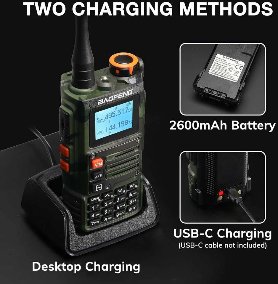 BAOFENG nešiojama radijo stotelė K63 6 W, UHF/VHF, 999 kanalų, 2600 mAh akumuliatorius