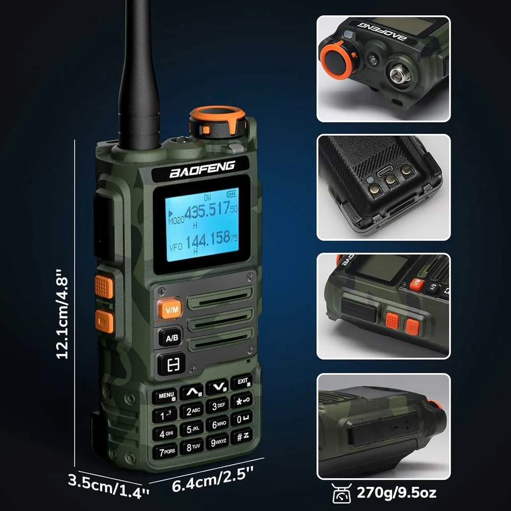 BAOFENG nešiojama radijo stotelė K63 6 W, UHF/VHF, 999 kanalų, 2600 mAh akumuliatorius